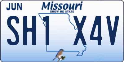 MO license plate SH1X4V