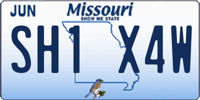 MO license plate SH1X4W