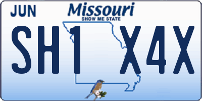 MO license plate SH1X4X