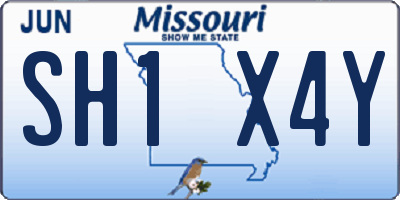 MO license plate SH1X4Y