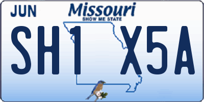 MO license plate SH1X5A