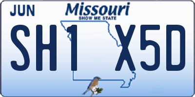 MO license plate SH1X5D