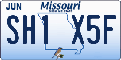 MO license plate SH1X5F