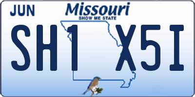 MO license plate SH1X5I