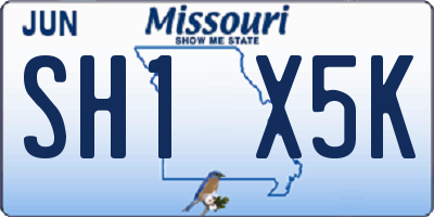MO license plate SH1X5K