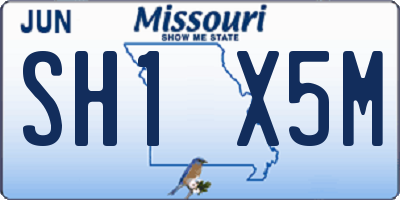 MO license plate SH1X5M