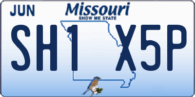 MO license plate SH1X5P