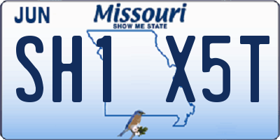 MO license plate SH1X5T
