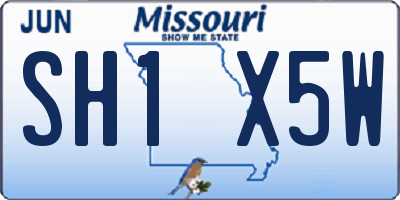 MO license plate SH1X5W