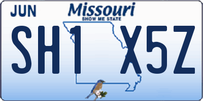 MO license plate SH1X5Z