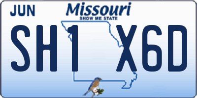 MO license plate SH1X6D