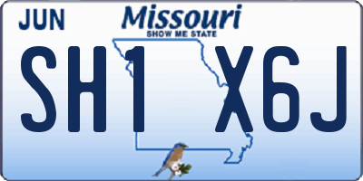 MO license plate SH1X6J