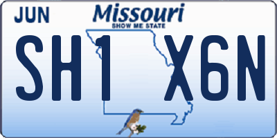 MO license plate SH1X6N