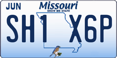 MO license plate SH1X6P