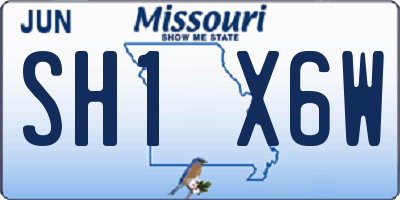 MO license plate SH1X6W