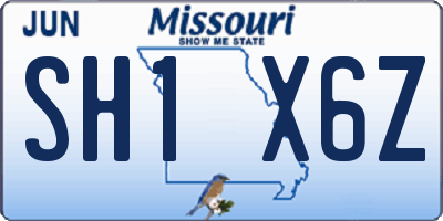 MO license plate SH1X6Z