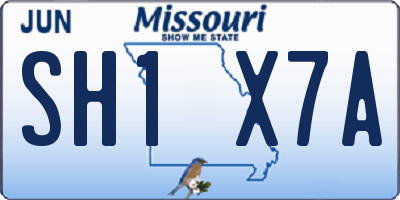 MO license plate SH1X7A