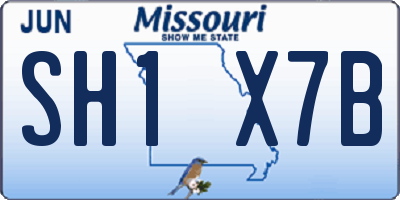 MO license plate SH1X7B