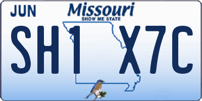 MO license plate SH1X7C