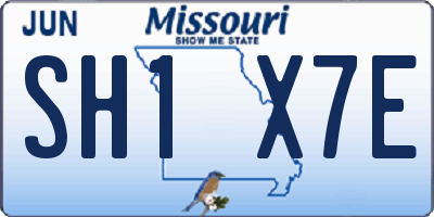 MO license plate SH1X7E