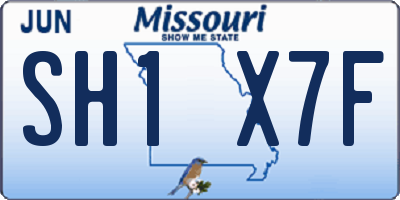 MO license plate SH1X7F