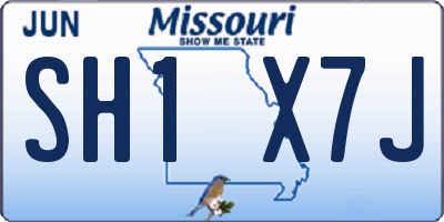 MO license plate SH1X7J