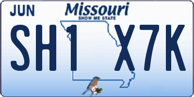MO license plate SH1X7K