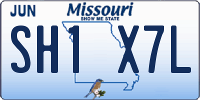 MO license plate SH1X7L