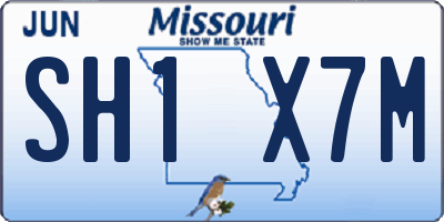 MO license plate SH1X7M