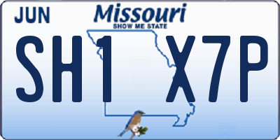 MO license plate SH1X7P