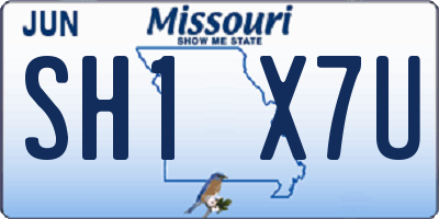 MO license plate SH1X7U