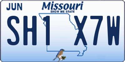 MO license plate SH1X7W