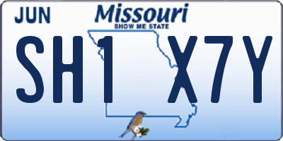 MO license plate SH1X7Y