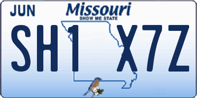 MO license plate SH1X7Z