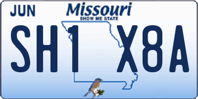 MO license plate SH1X8A