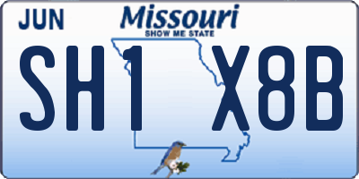 MO license plate SH1X8B