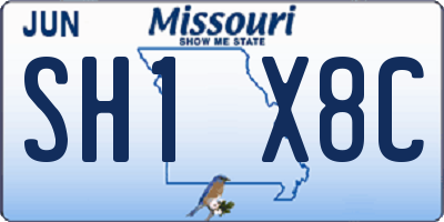 MO license plate SH1X8C