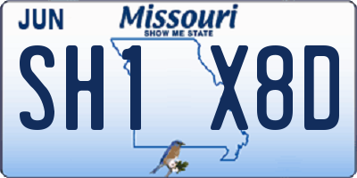 MO license plate SH1X8D
