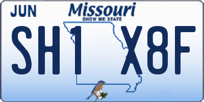 MO license plate SH1X8F