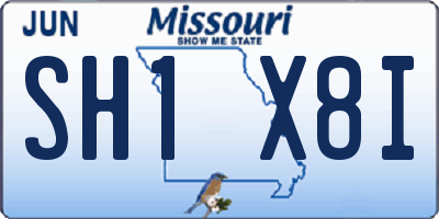 MO license plate SH1X8I