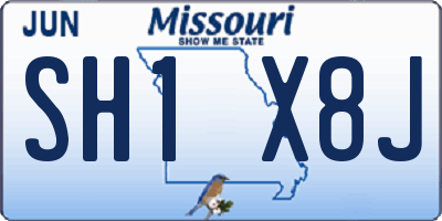 MO license plate SH1X8J