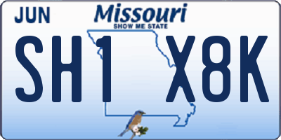 MO license plate SH1X8K