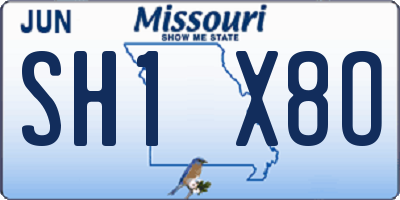 MO license plate SH1X8O