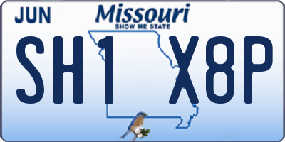 MO license plate SH1X8P