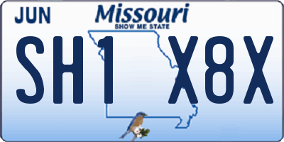 MO license plate SH1X8X
