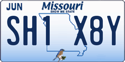 MO license plate SH1X8Y