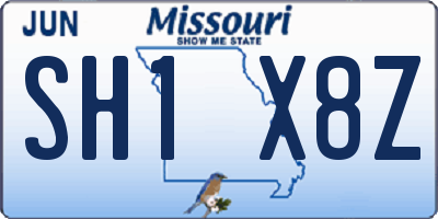 MO license plate SH1X8Z