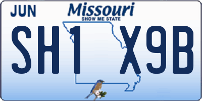 MO license plate SH1X9B