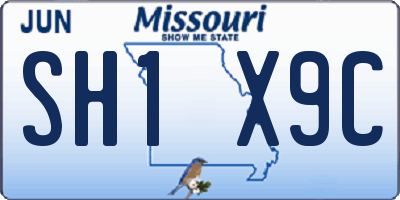 MO license plate SH1X9C