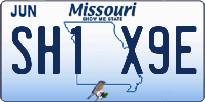 MO license plate SH1X9E